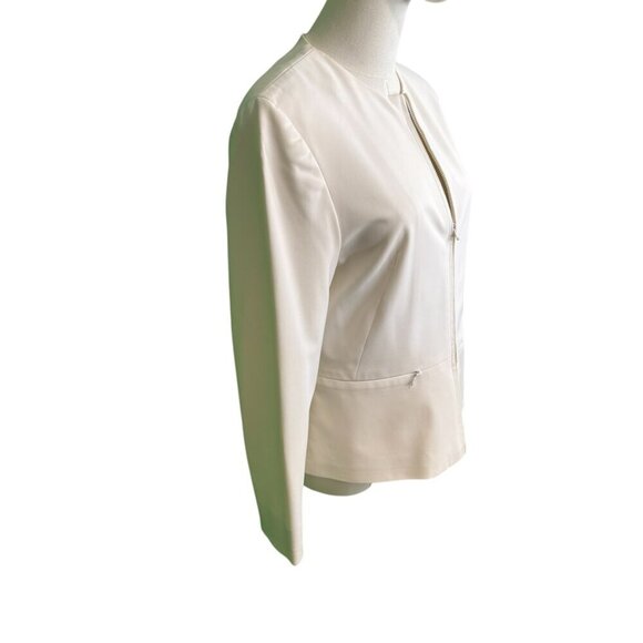 Oscar de la Renta Vintage zip front ivory jacket with zip pockets. Size:8 - Picture 6 of 8